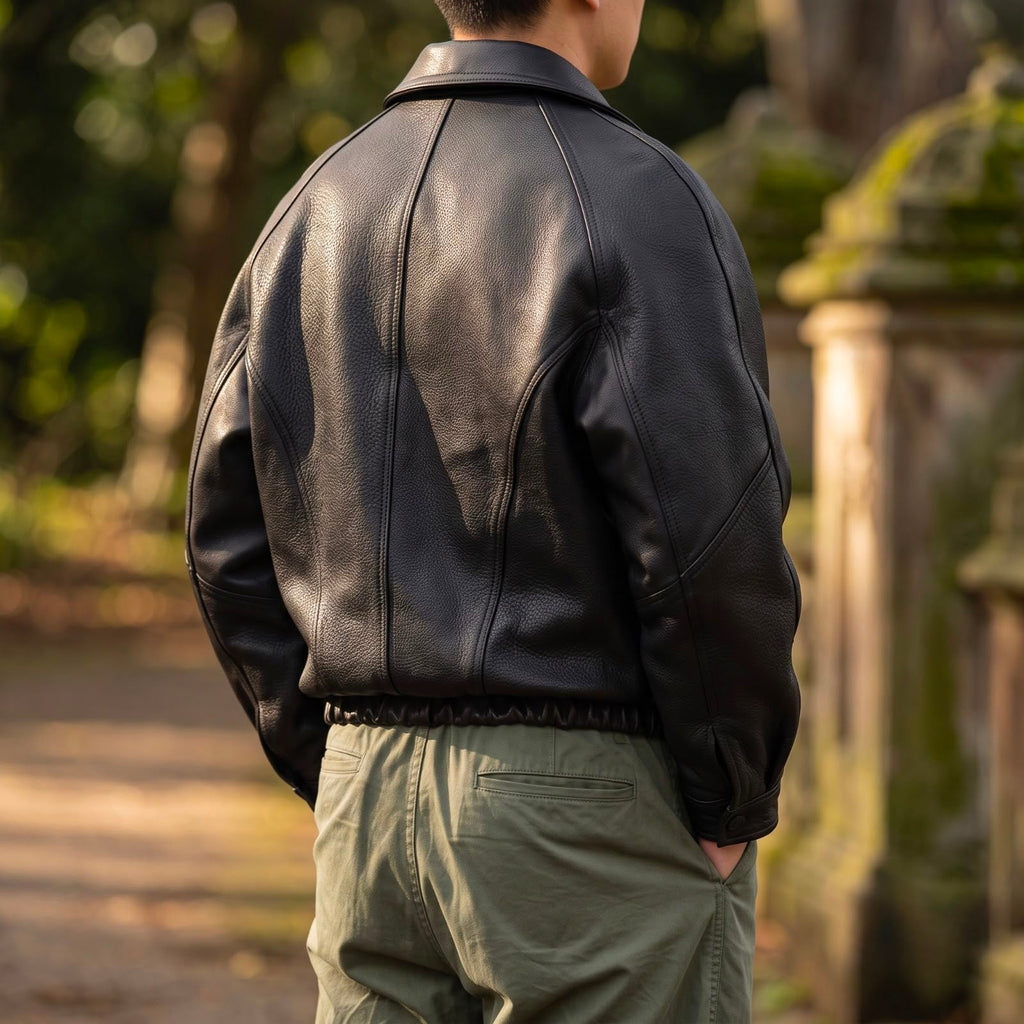 Leather Bomber Jacket for men, detail 3