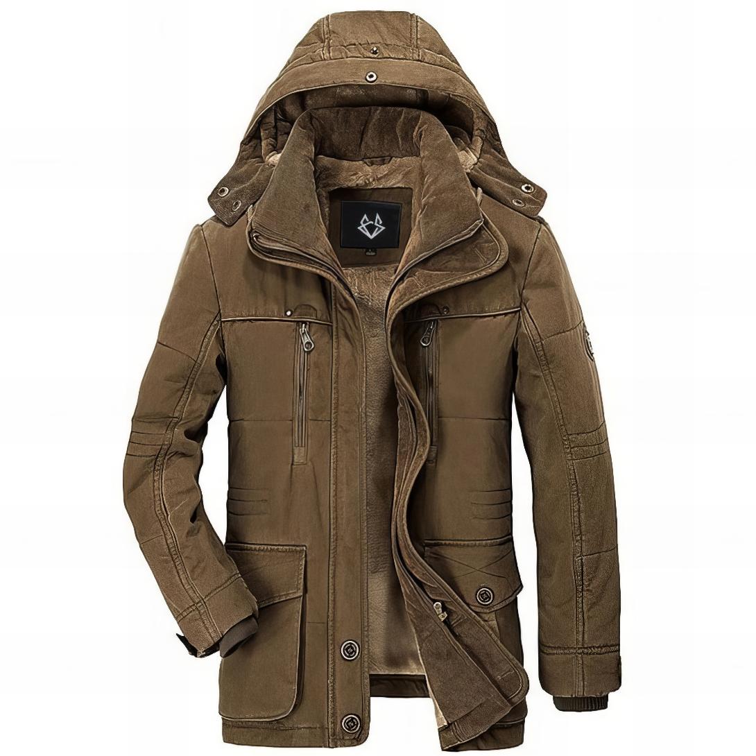 Khaki Fleece Lined Parka for men