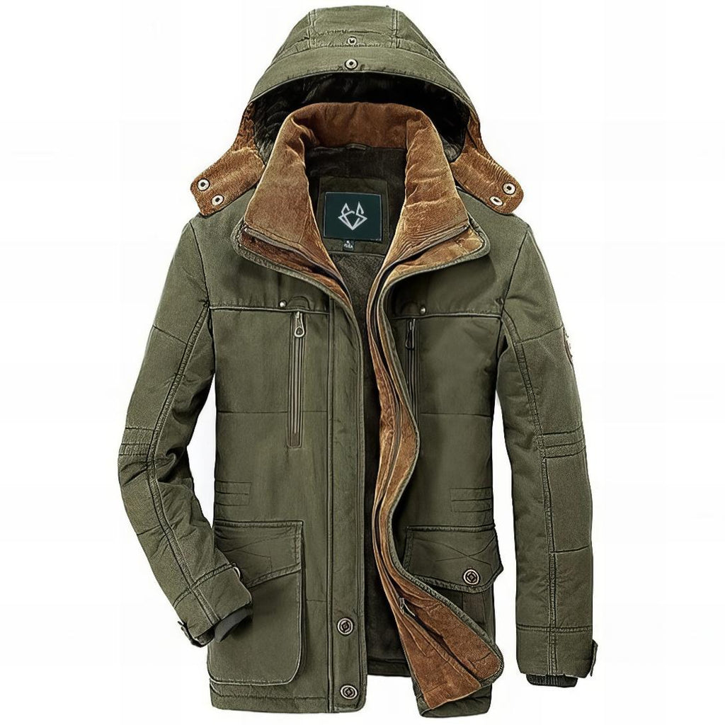 Green Fleece Lined Parka for men