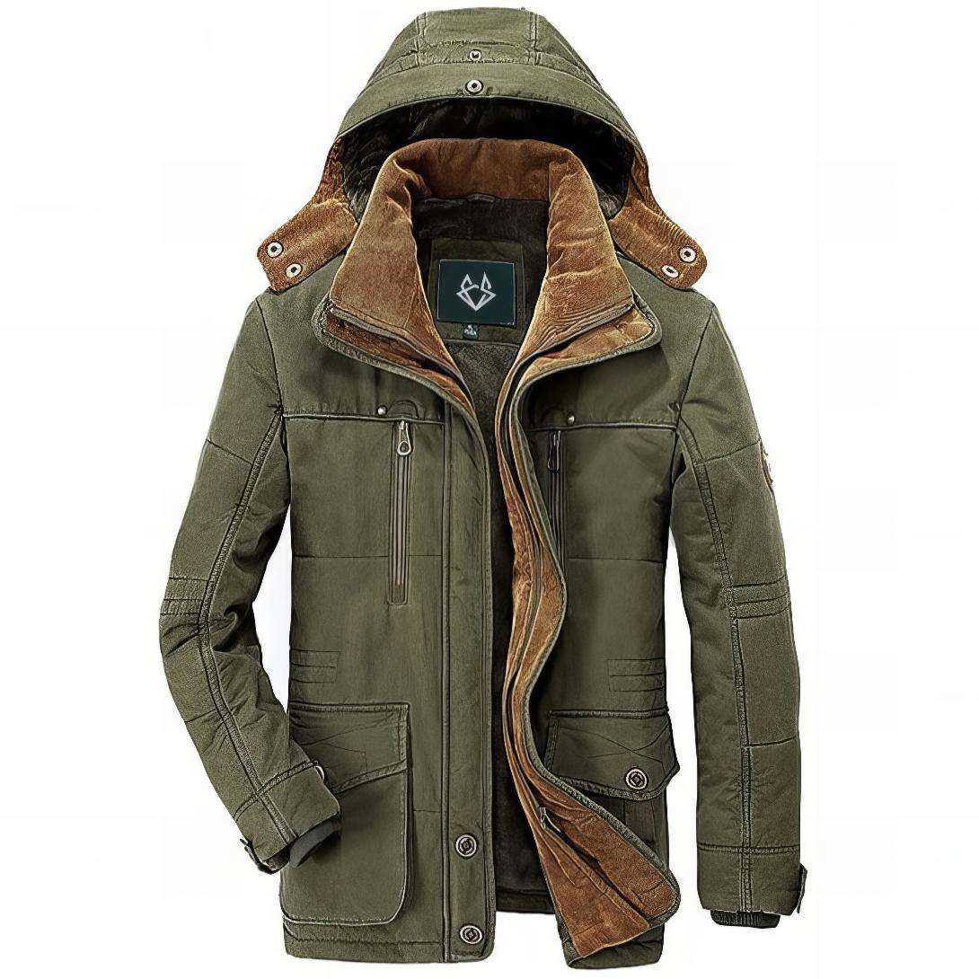 Green Fleece Lined Parka for men