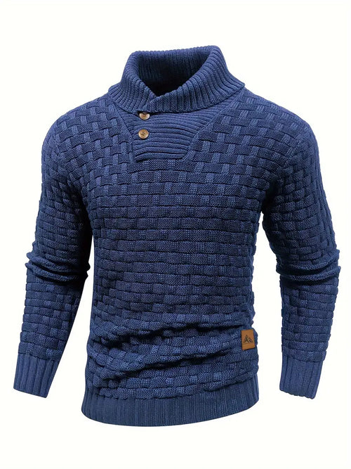 Blue Shawl Collar Sweater for men