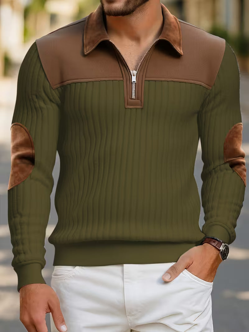 Olive Quarter Zip Sweater for men, view 20