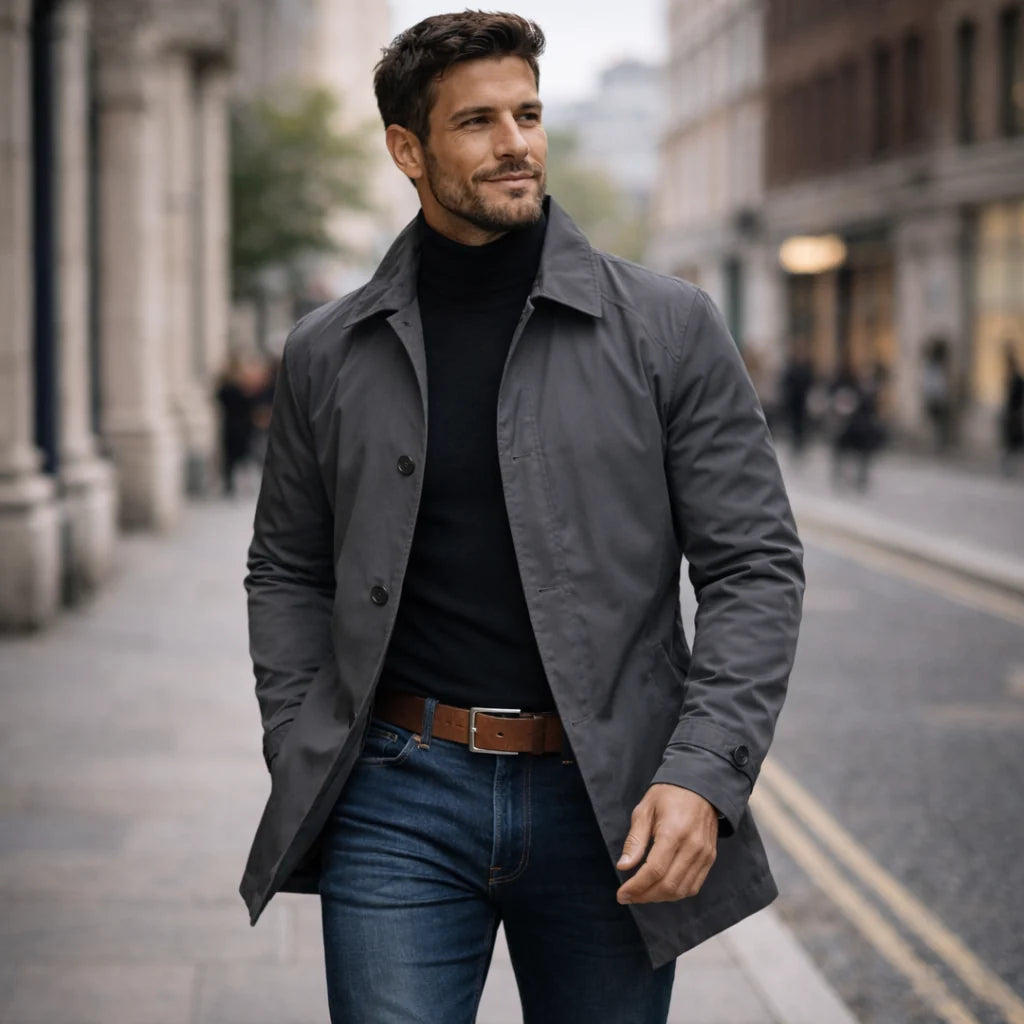 Coat for Men with Quilted Lining