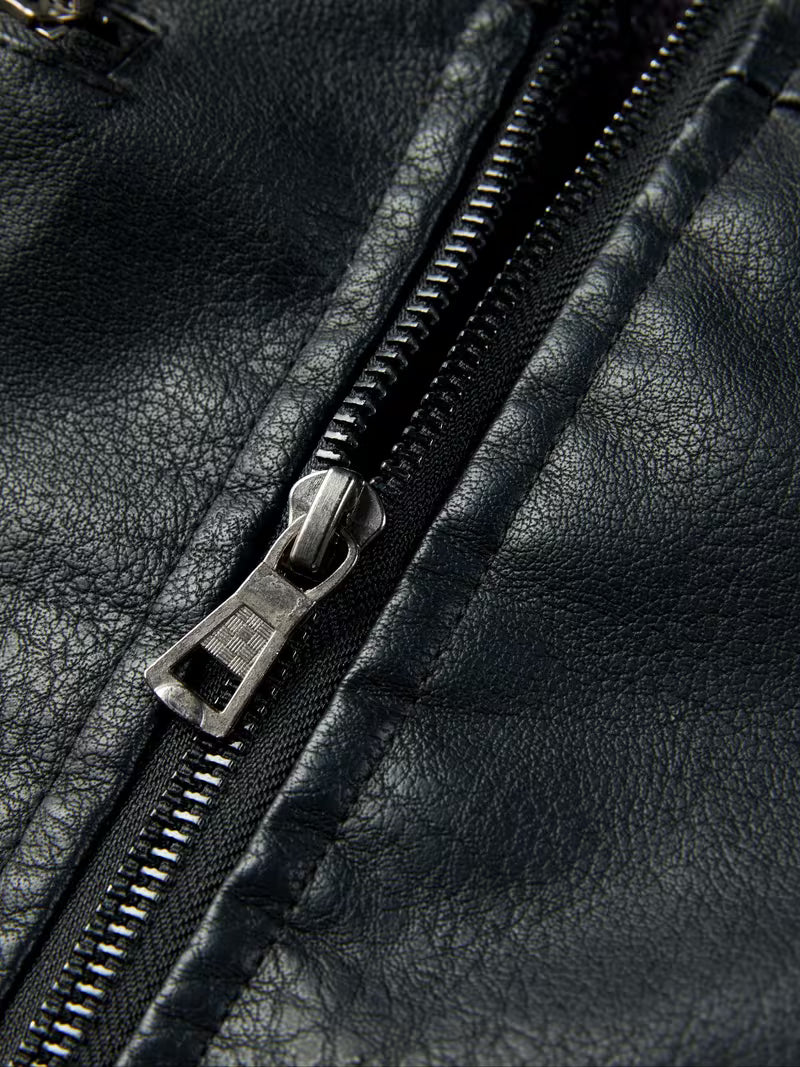 Leather Biker Jacket for men, detail 6