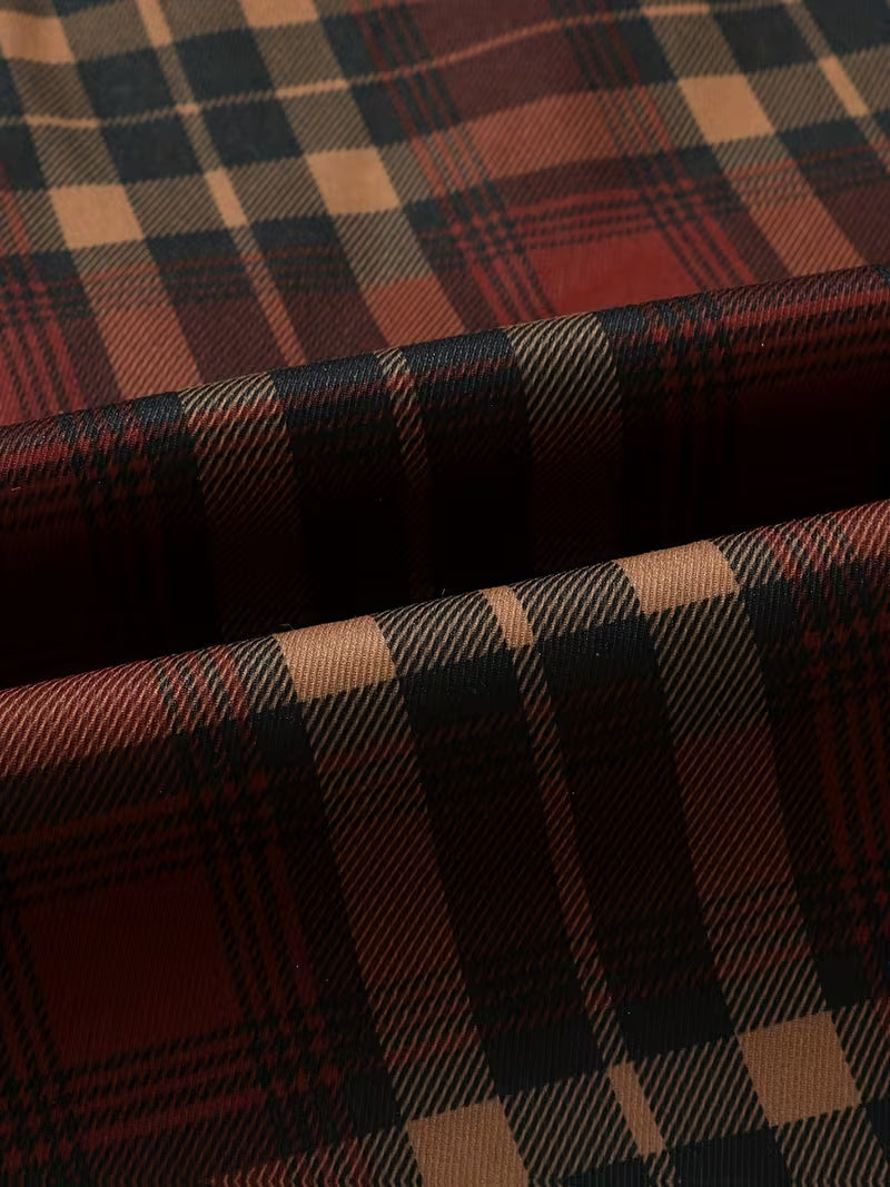Red Hooded Flannel Shirt Jacket for men, view 5