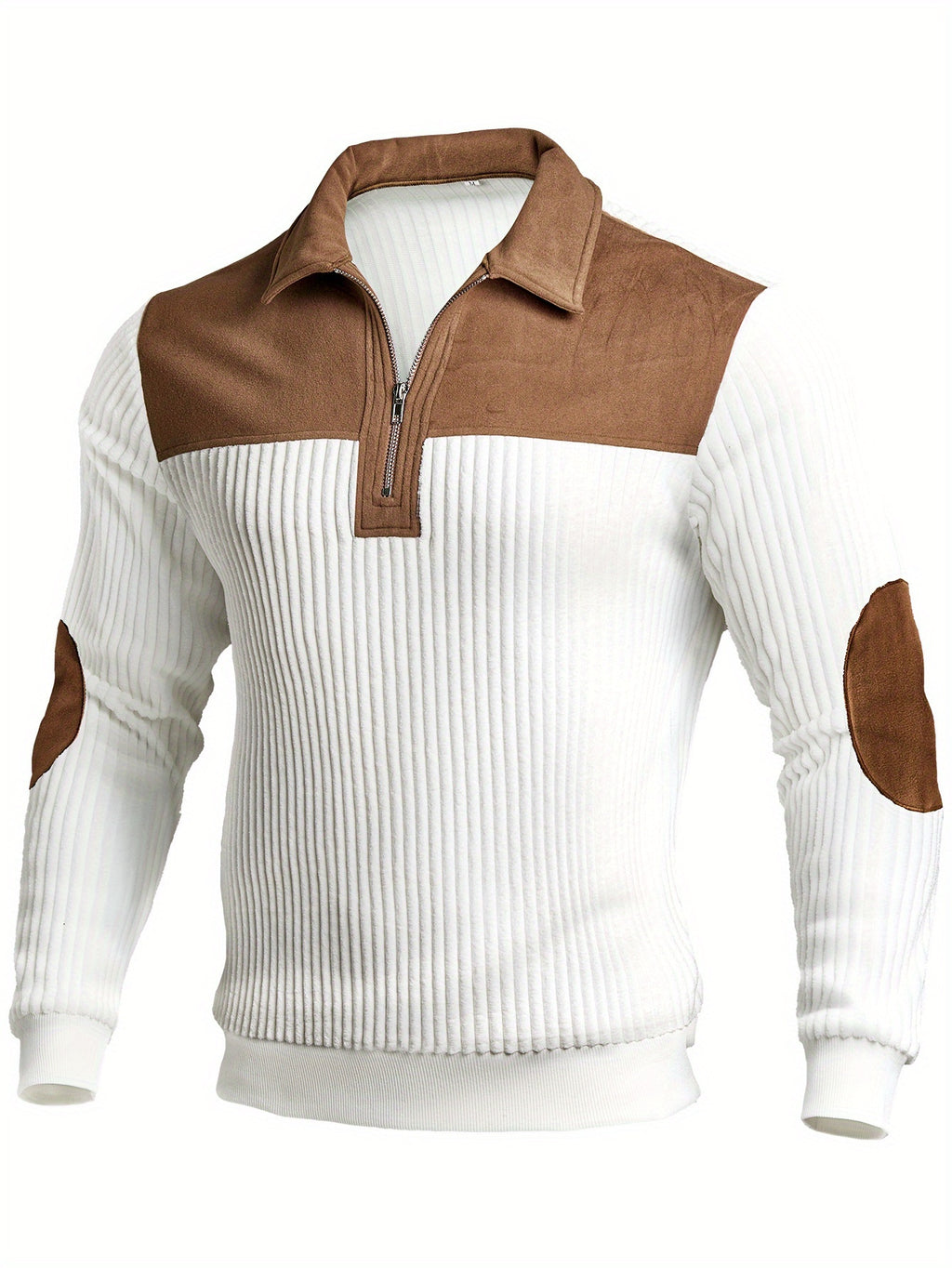 White Quarter Zip Sweater for men