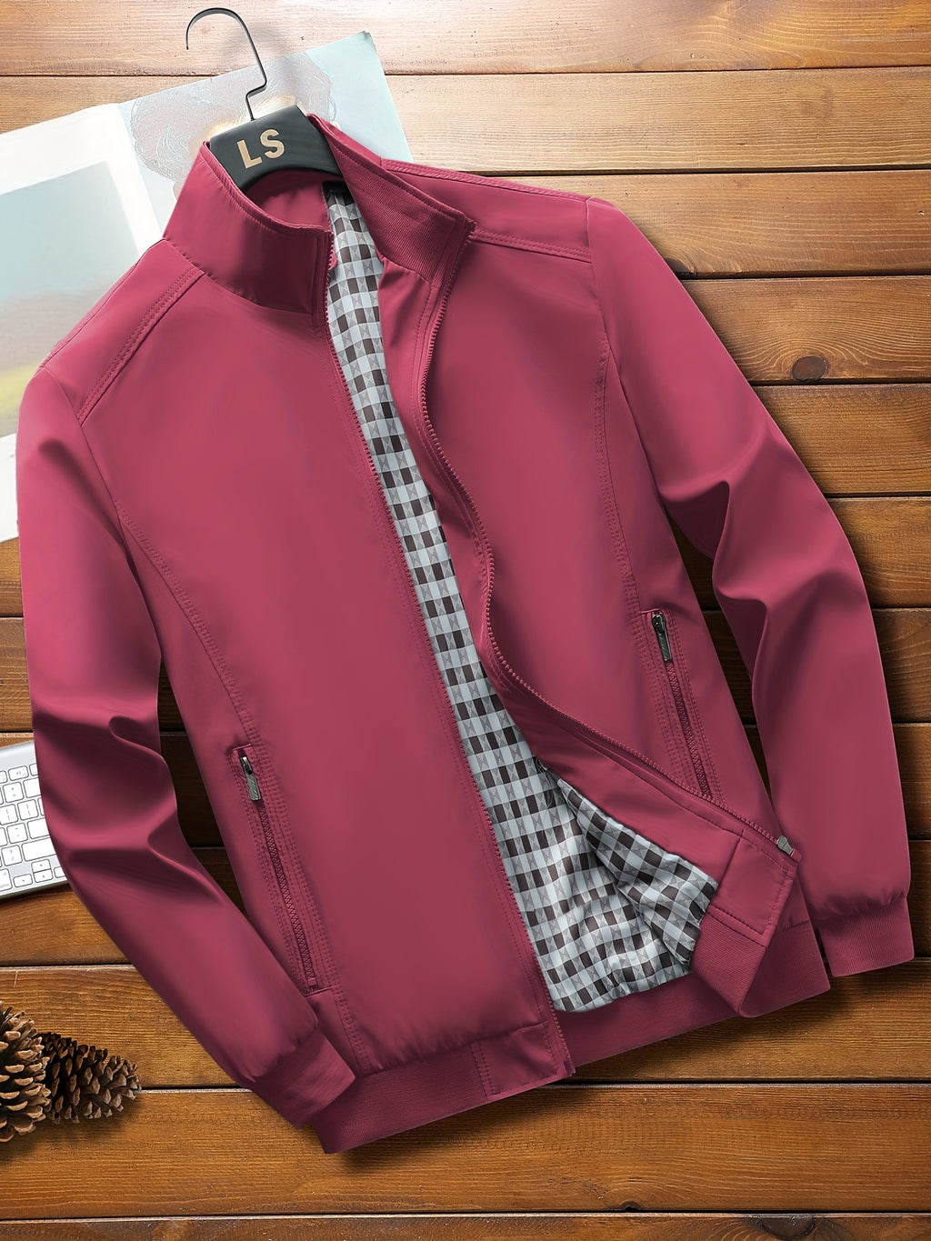Check Lining Work Jacket with Stand Collar
