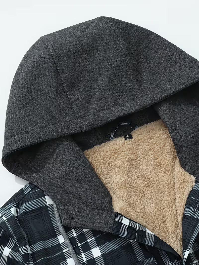 Blue Hooded Flannel Shirt Jacket for men, view 9
