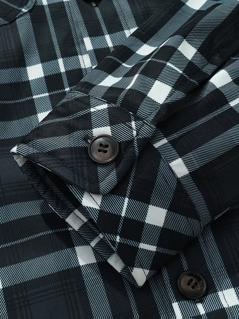 Blue Hooded Flannel Shirt Jacket for men, view 10