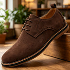 Brogue Detail Derby Shoes for Men in Soft Suede