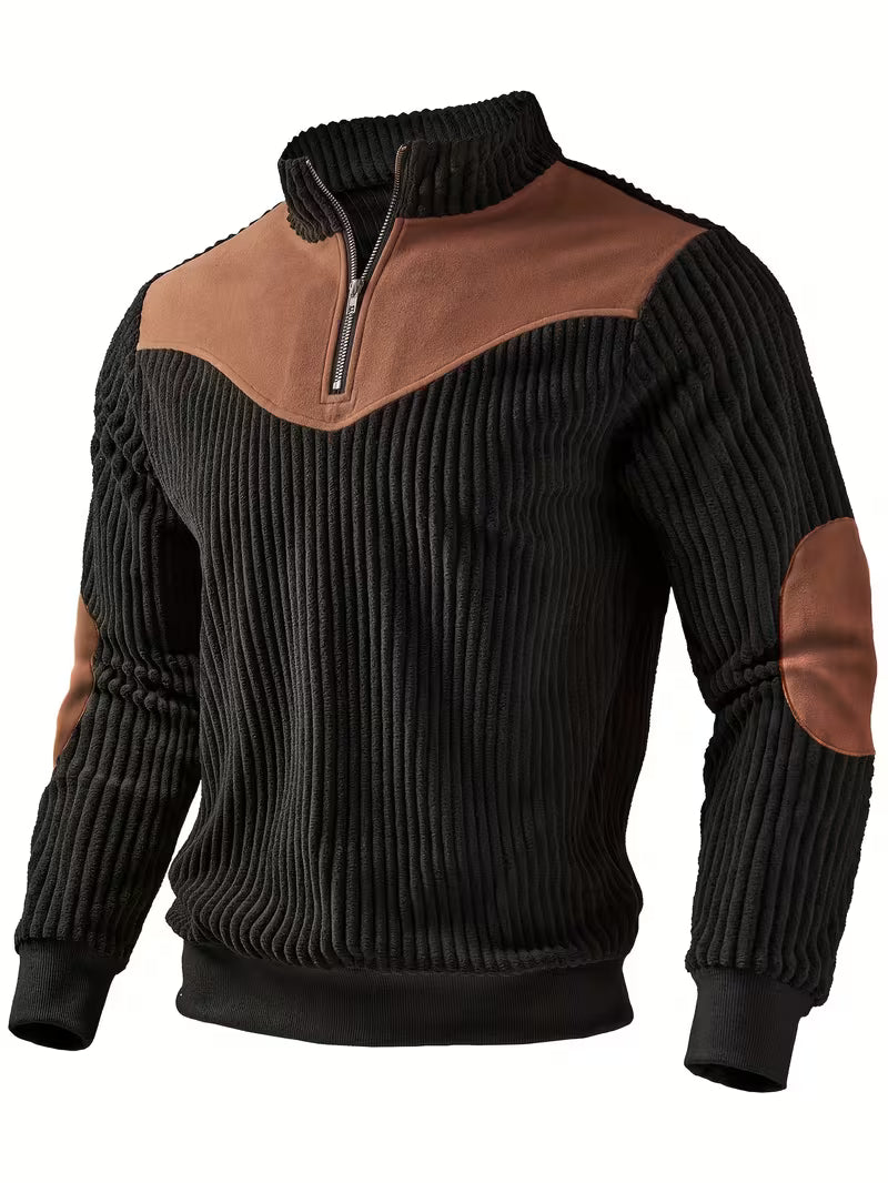 Black Quarter Zip Sweater for men