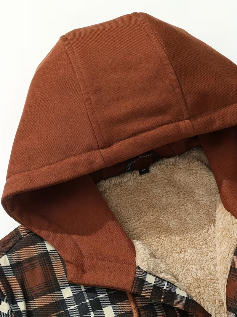 Brown Hooded Flannel Shirt Jacket for men, view 14
