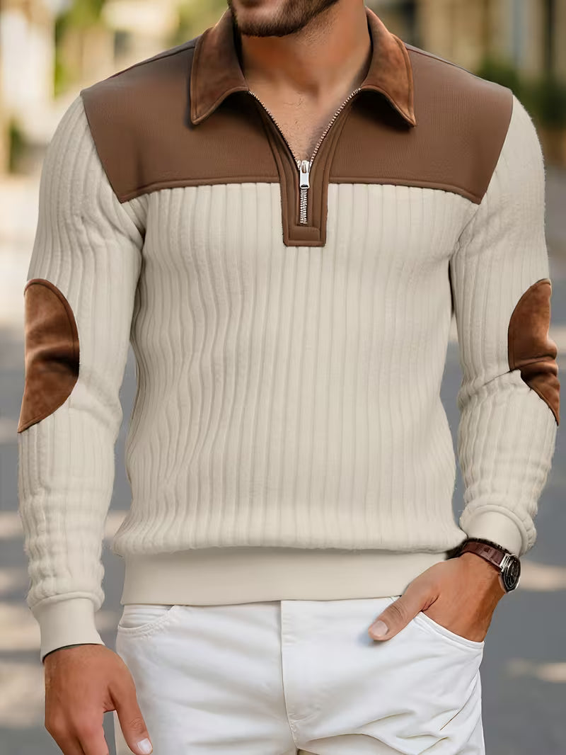 Cream Quarter Zip Sweater for men, view 10