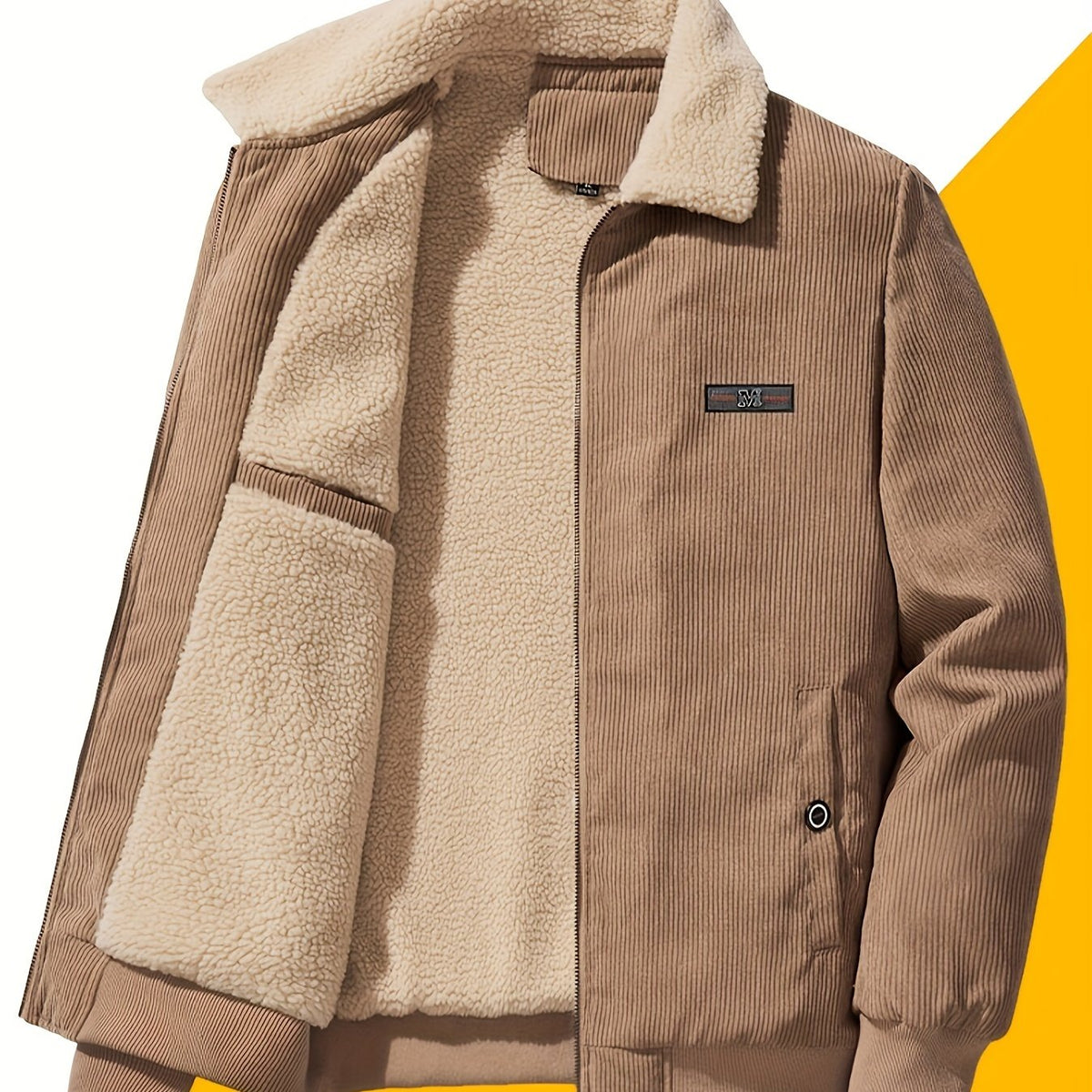 Chest Pockets Shirt Jacket with Sherpa Lining