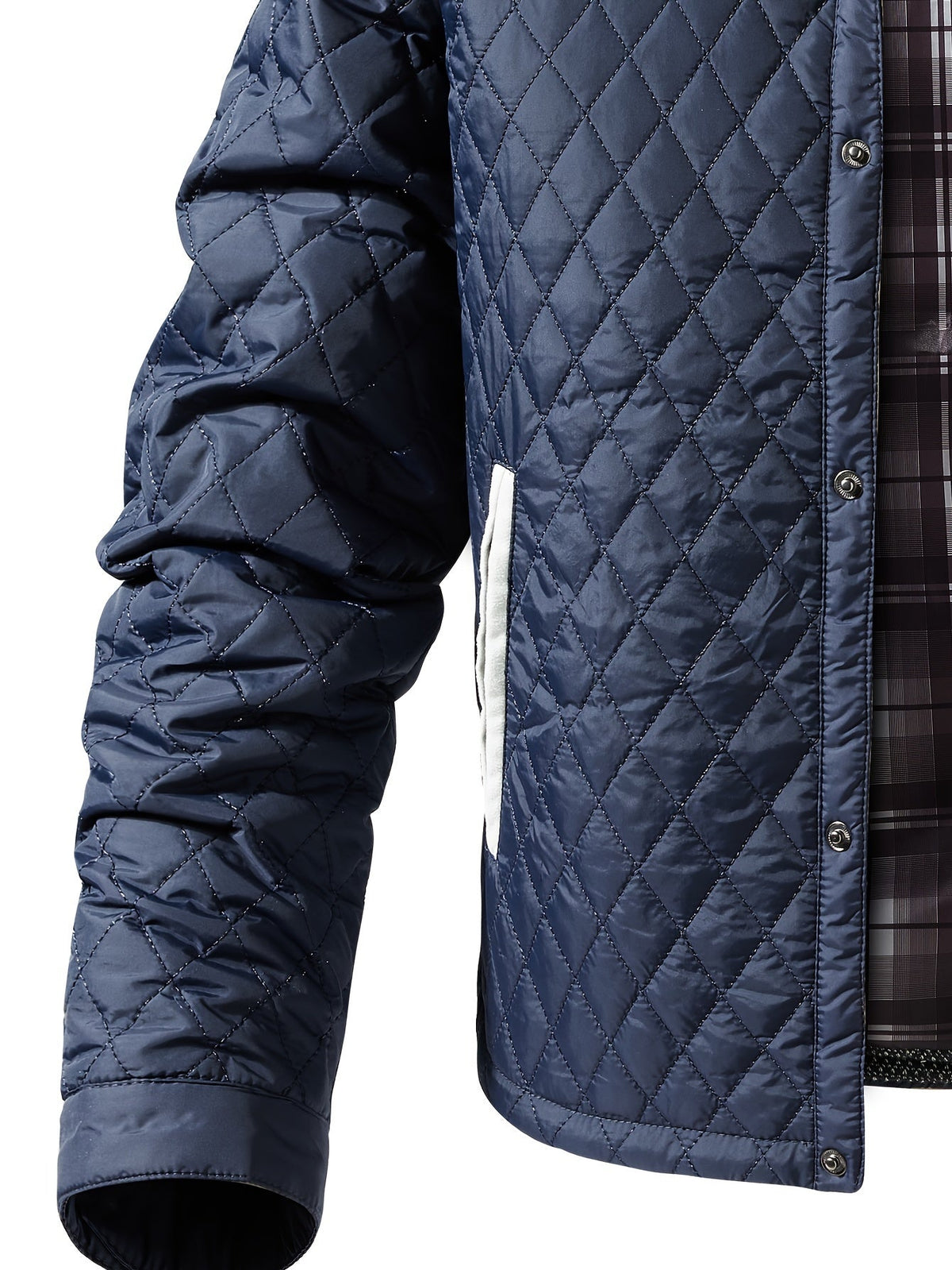 Knit Shoulder Quilted Jacket for Men, view 16