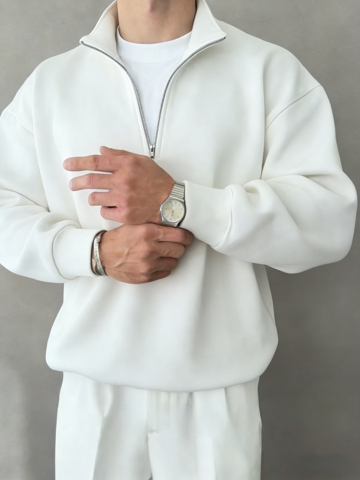 Fleece Quarter Zip Pullover with Stand Collar