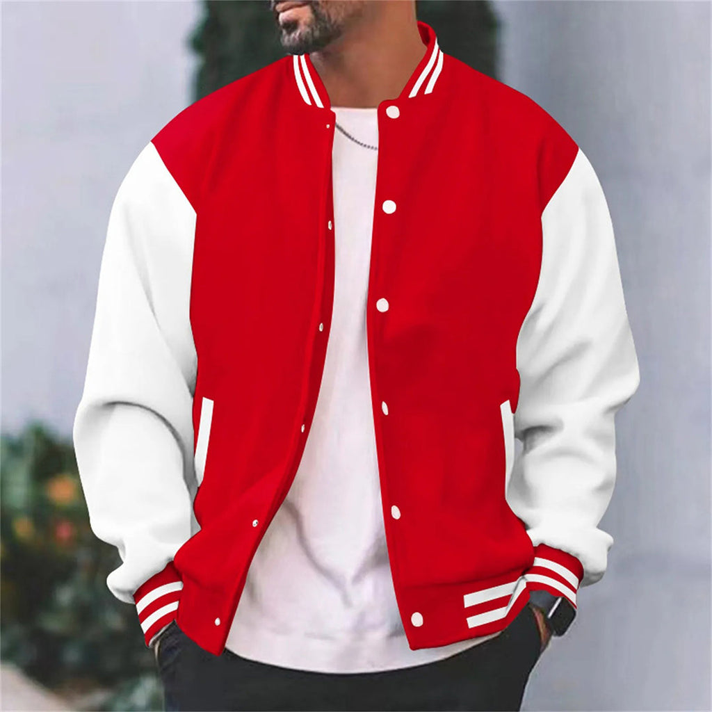 Snap Front Varsity Jacket with Ribbed Trims