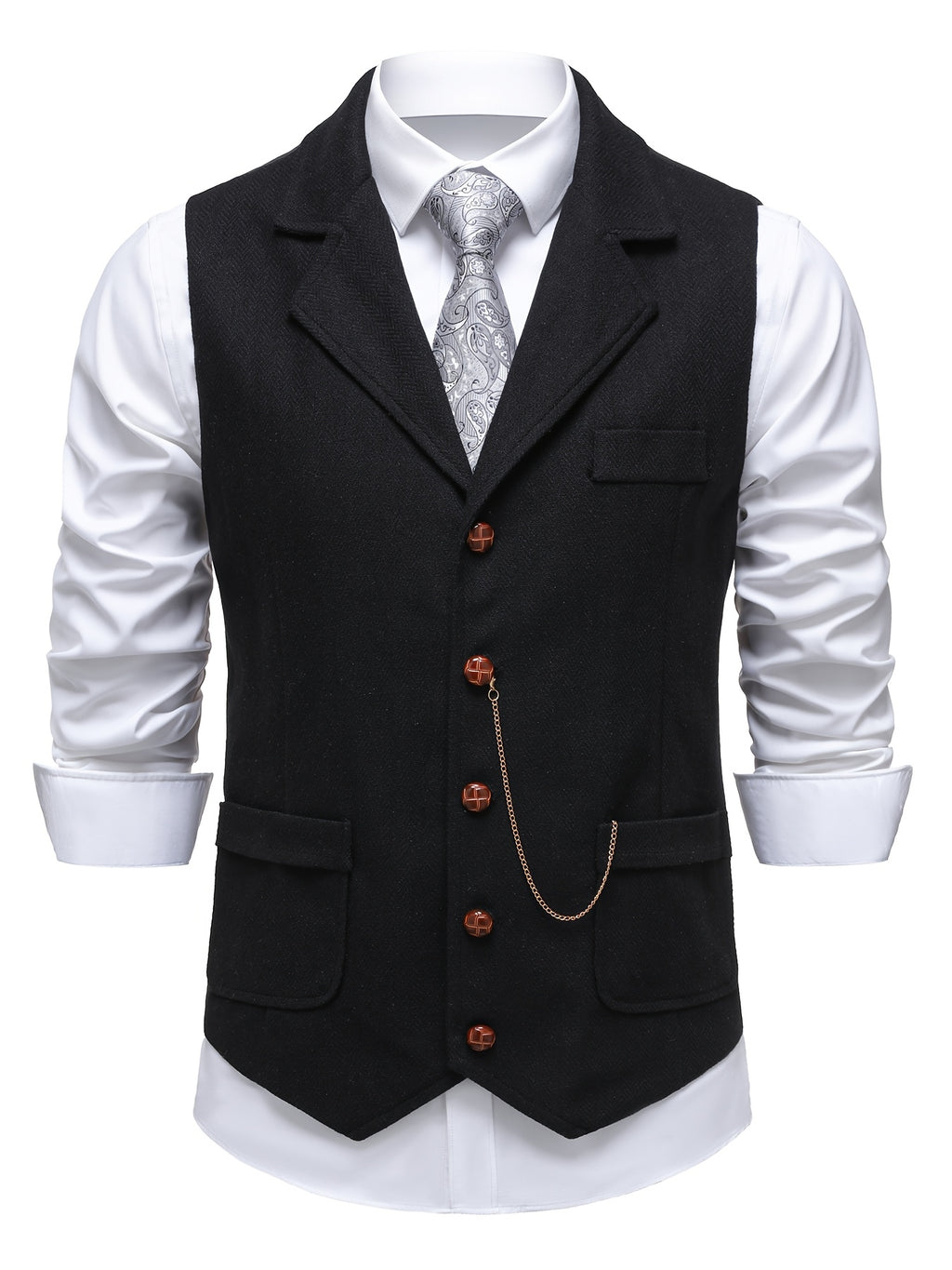 Black Suit Vest for men