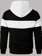 Mens hoodie in White, back view with white hood and stripe