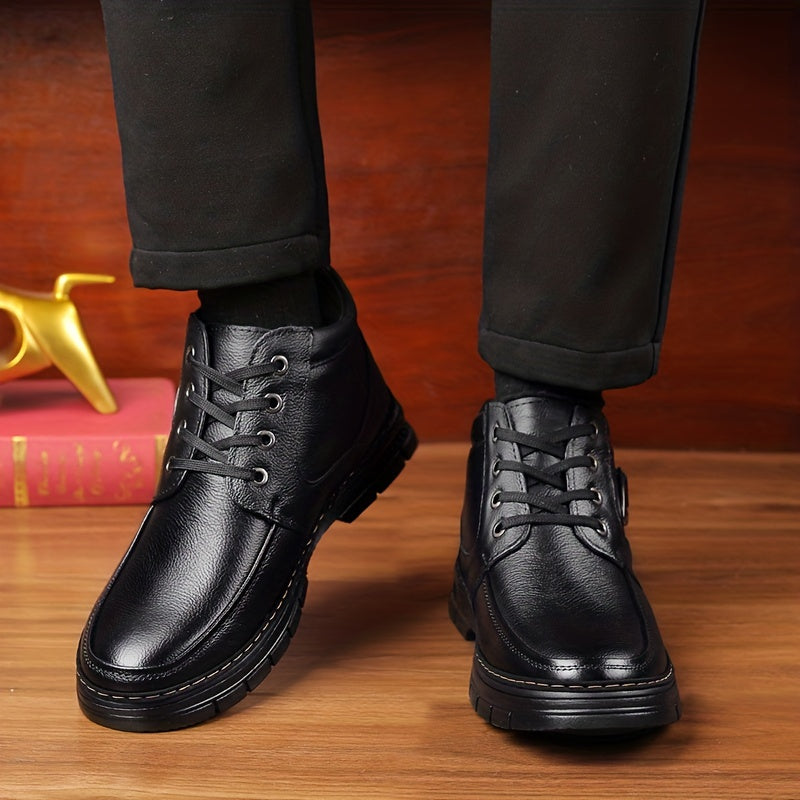 Warm Lined Winter Boots for Men with Lace Up Front