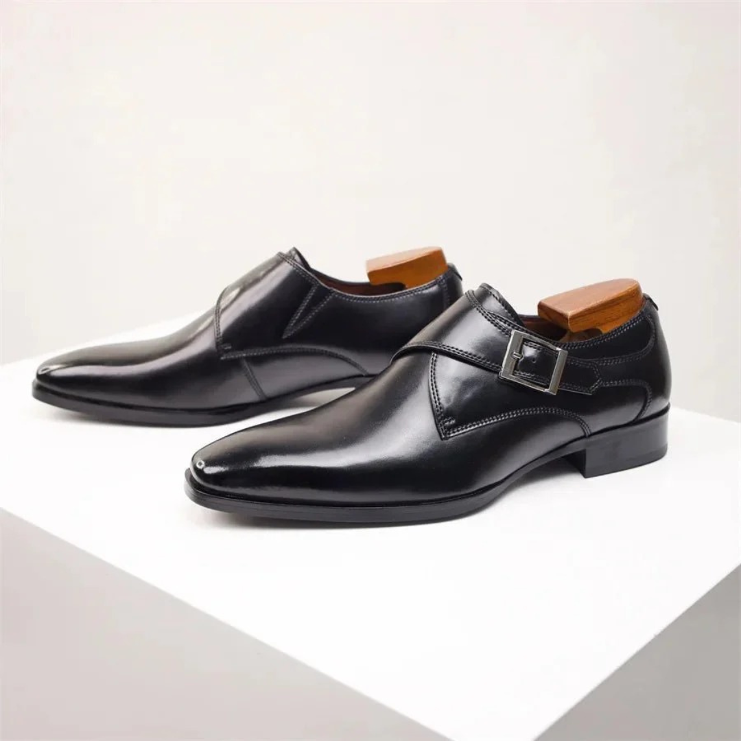 Black monk Strap Dress Shoes for Men