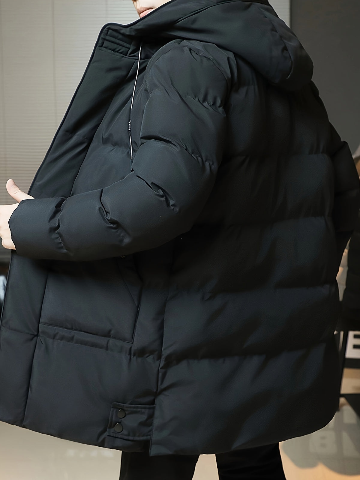 Hooded Winter Coat with Longline Quilting