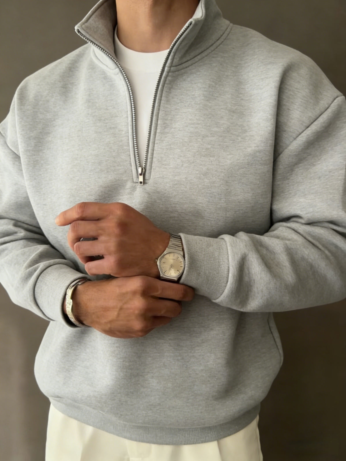 Fleece Quarter Zip Pullover with Stand Collar