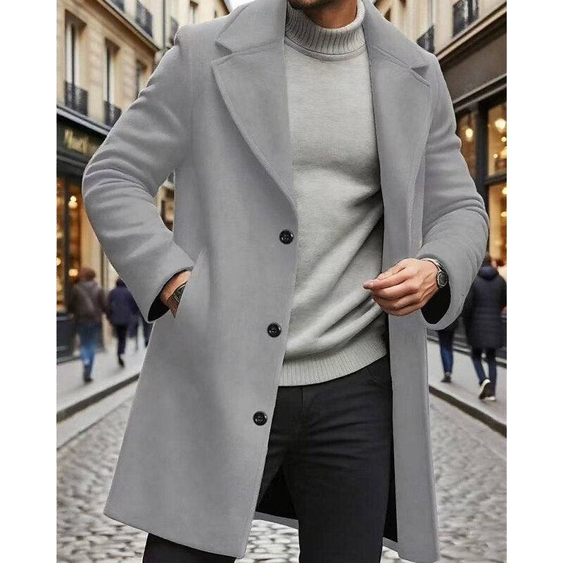 Light Gray long Winter Coat for Men