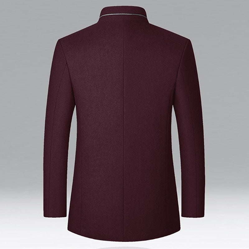 Mandarin Collar Jacket for Men with Button Front