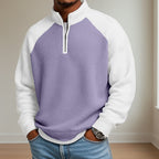Waffle Knit Quarter Zip for Men in Purple