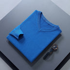 Blue soft Brushed V Neck Sweater for Men