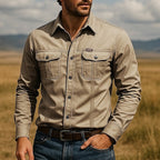 Twin Pocket Work Shirt for Men in Khaki