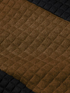 Mens hoodie in Brown, close-up of the waffle knit stripe