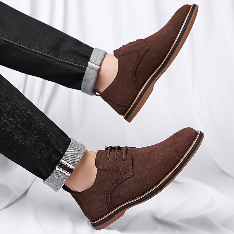 Brogue Detail Derby Shoes for Men in Soft Suede