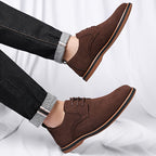 Brogue Detail Derby Shoes for Men in Soft Suede