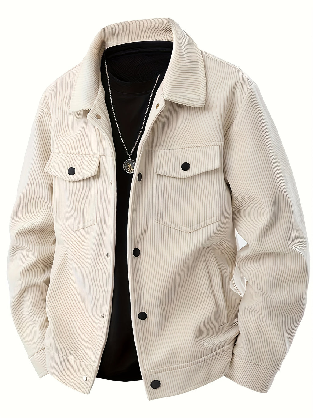 Cream Corduroy Cargo Jacket for men