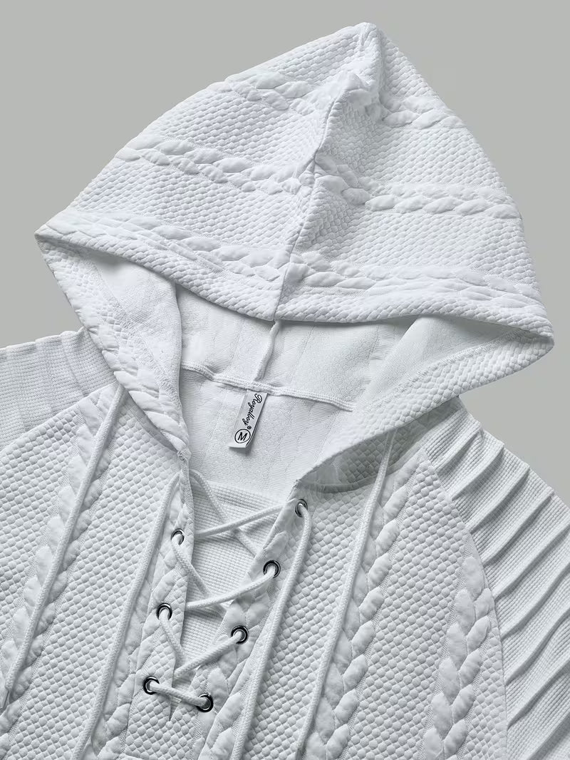 White Short Sleeve Knit Hoodie for men, view 18