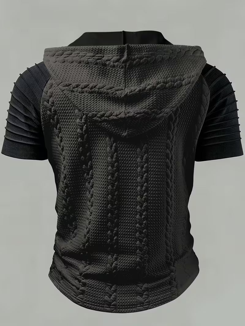 Gray Short Sleeve Knit Hoodie for men, view 12
