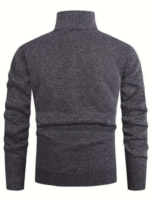 Mens quarter zip sweater in Gray, back view