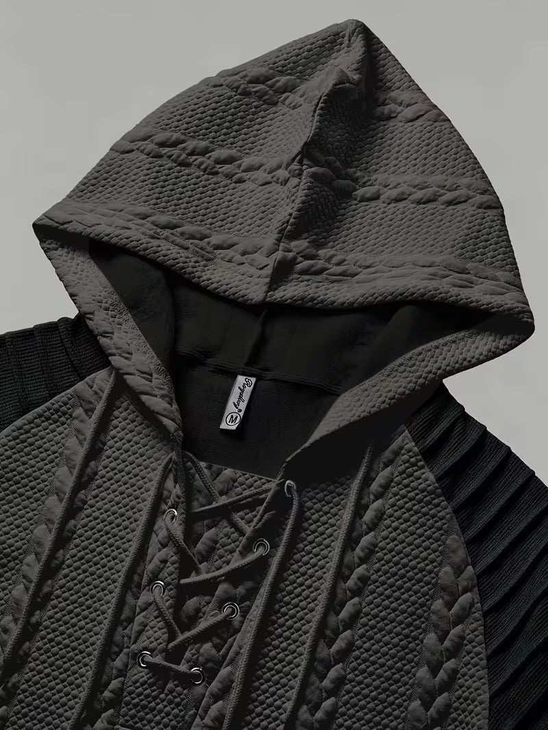 Gray Short Sleeve Knit Hoodie for men, view 13