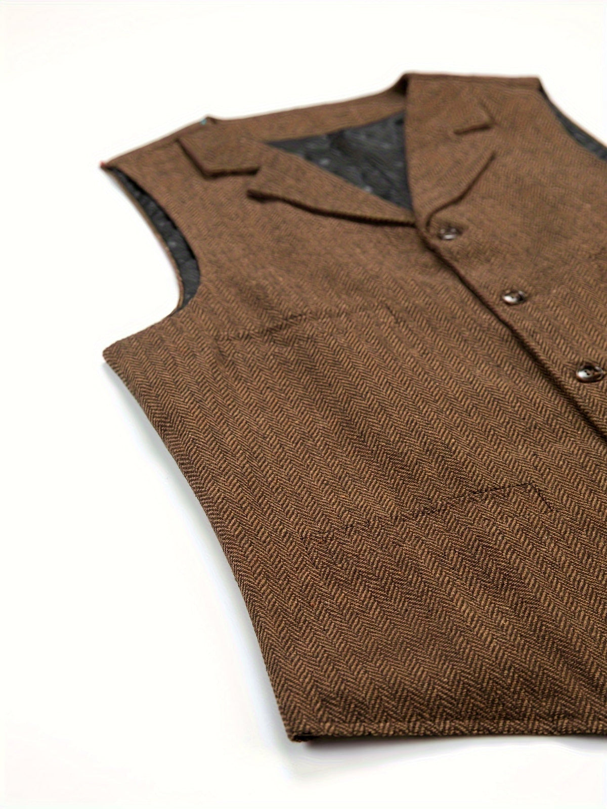 Herringbone Suit Vest for Men with Button Front