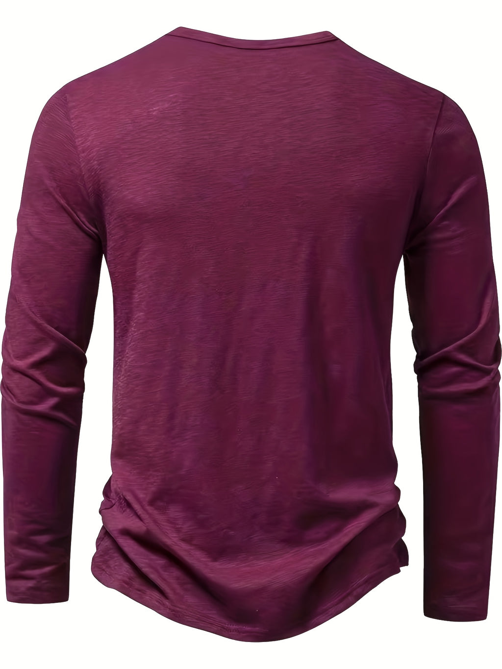 Curved Hem Henley Shirt with Button Placket