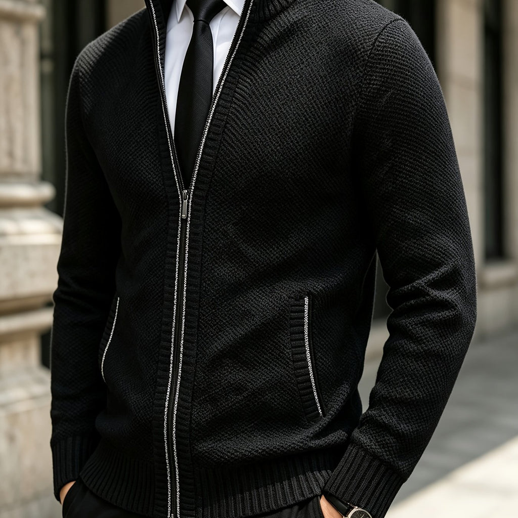Patch Pockets Cardigan with Stand Collar