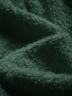 Mens sherpa fleece tracksuit in Navy, close-up of the green sherpa pile