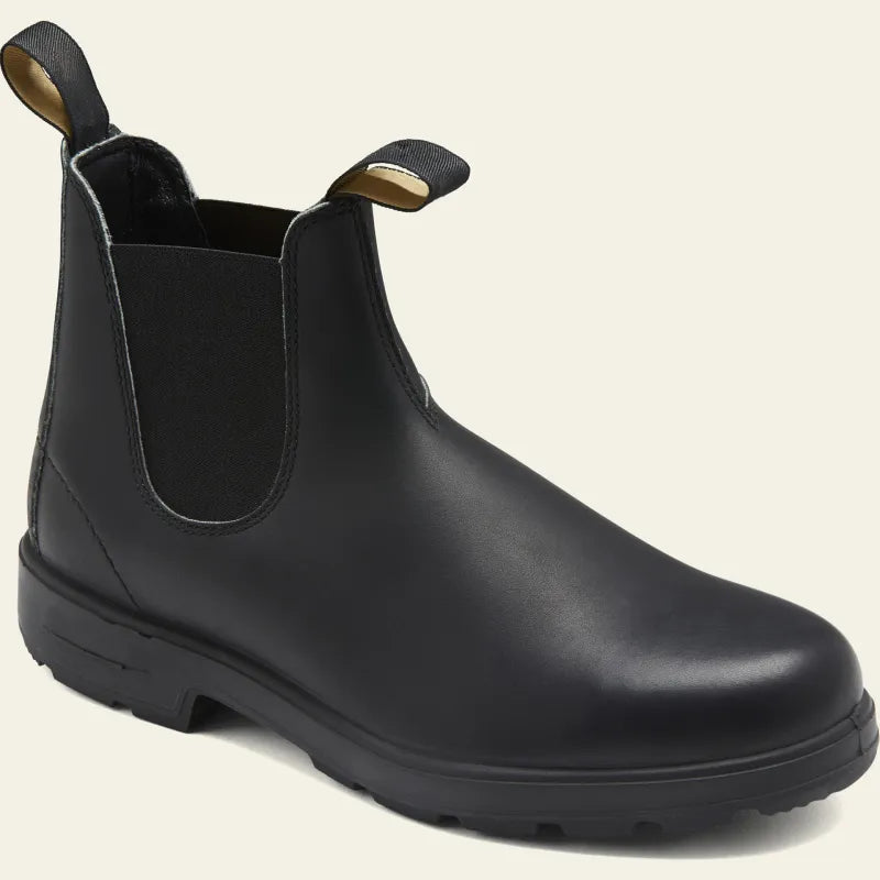 Pull Tabs Leather Chelsea Boots with Elastic Gusset