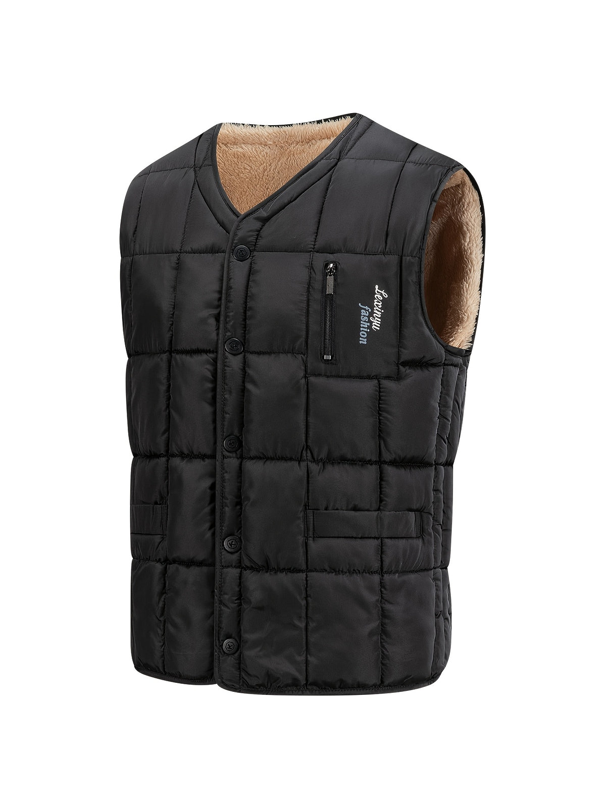 Black Quilted Vest for men, view 22