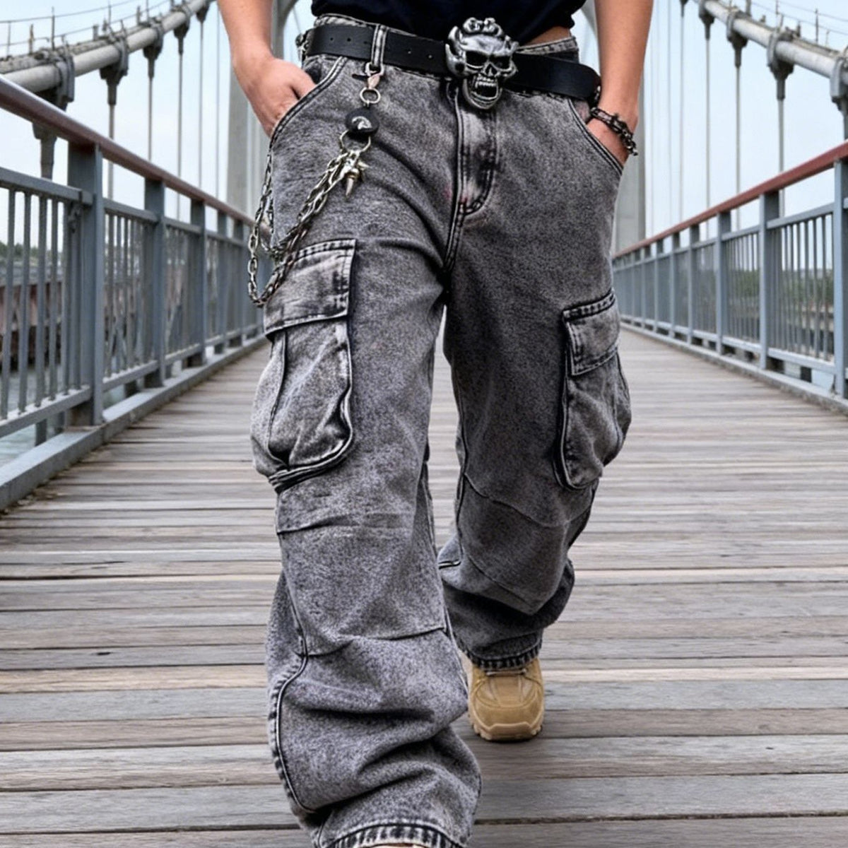 Gray Cargo Jeans for men