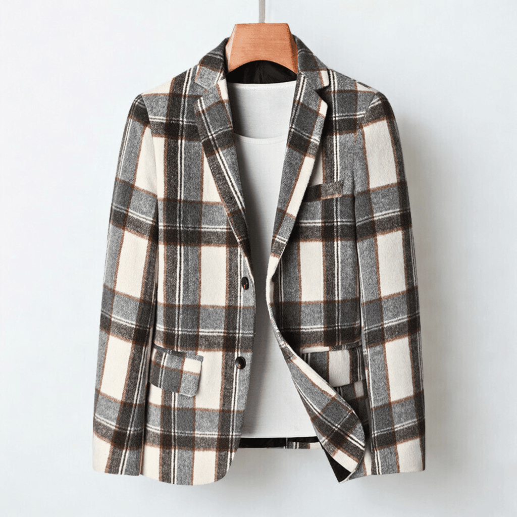 Gray Plaid Blazer for men