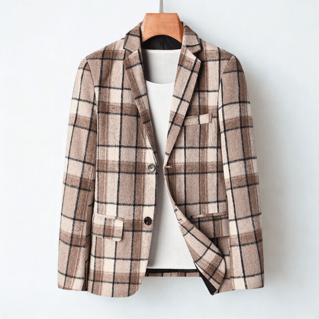 Brown Plaid Blazer for men