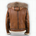 Hooded Flight Jacket for Men with Plush Hood Trim